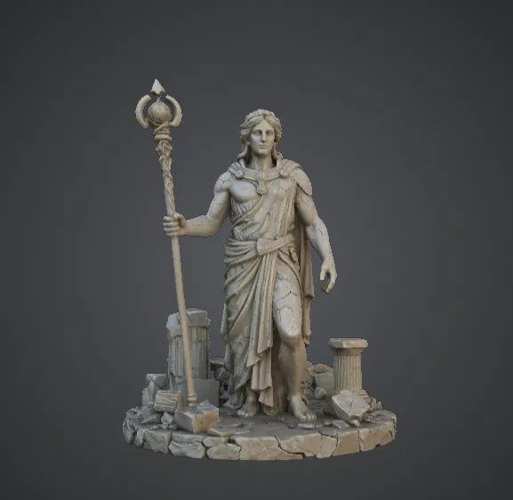 Tượng Thần Cổ Đại – Vị Thần Huyền Thoại Cầm Trượng - Image 1