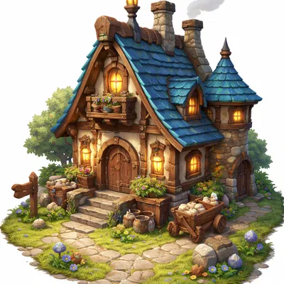 Mô hình Tiny Medieval House in 3D - Nhà gỗ cổ tích nhỏ xinh