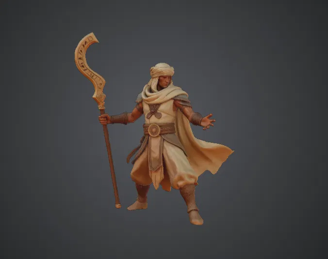 Desert Nomad Mage – Pháp sư sa mạc với quyền trượng lưỡi liềm - Image 1