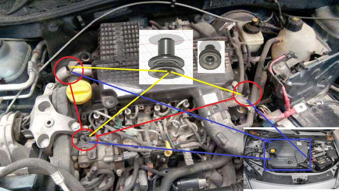 Đệm cao su TPU giữ nắp che động cơ cho Dacia hoặc Renault 2010 - Image 1