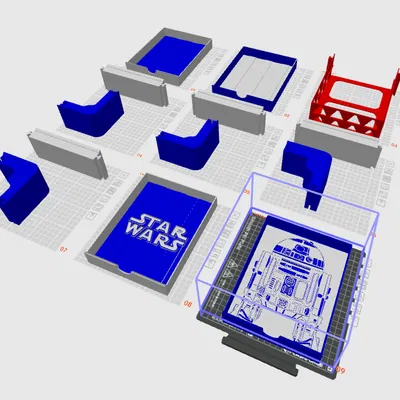 Bộ đế máy in AD5X kèm khay đựng đồ phong cách Star Wars R2D2