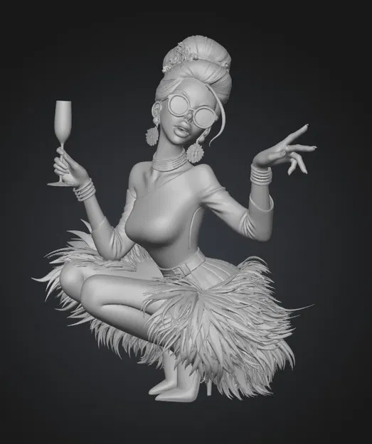 Mô hình 3D quý cô sang chảnh Shampagne Chic cực kỳ chi tiết - Image 1