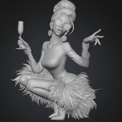 Mô hình 3D quý cô sang chảnh Shampagne Chic cực kỳ chi tiết