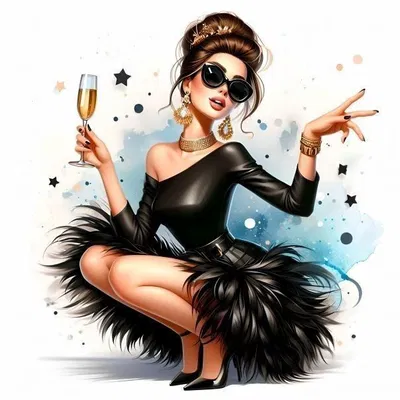 Mô hình 3D quý cô sang chảnh Shampagne Chic cực kỳ chi tiết