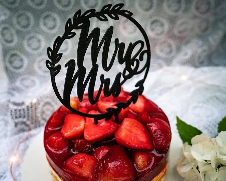 Mẫu in 3D phụ kiện trang trí bánh cưới Mr & Mrs tinh tế - Image 1