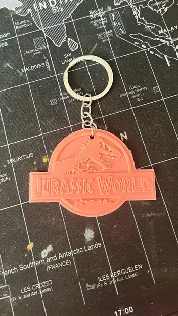 Móc khóa logo Jurassic World - Tự in 3D phụ kiện cực chất - Image 1