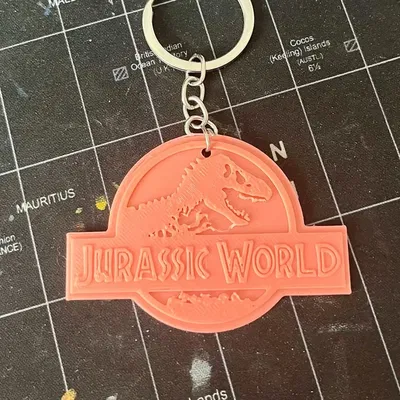 Móc khóa logo Jurassic World - Tự in 3D phụ kiện cực chất