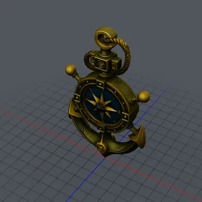 Mô hình trang trí 3D mỏ neo kết hợp la bàn phong cách hàng hải