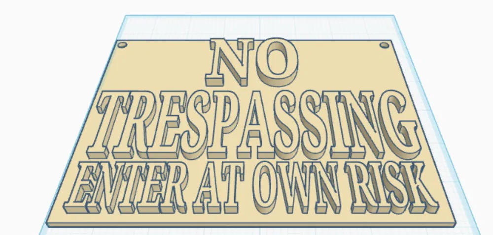 Bảng hiệu cảnh báo NO TRESPASSING in 3D - Thiết kế sẵn file STL - Image 1