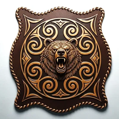 Mẫu in 3D phù hiệu đầu gấu phong cách trung cổ độc đáo