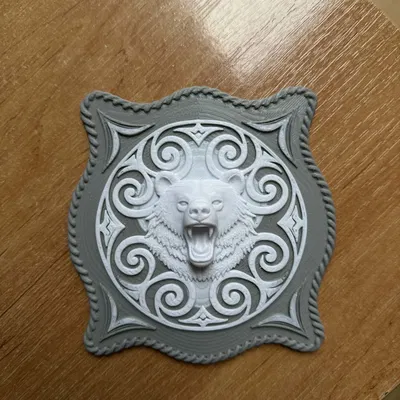 Mẫu in 3D phù hiệu đầu gấu phong cách trung cổ độc đáo