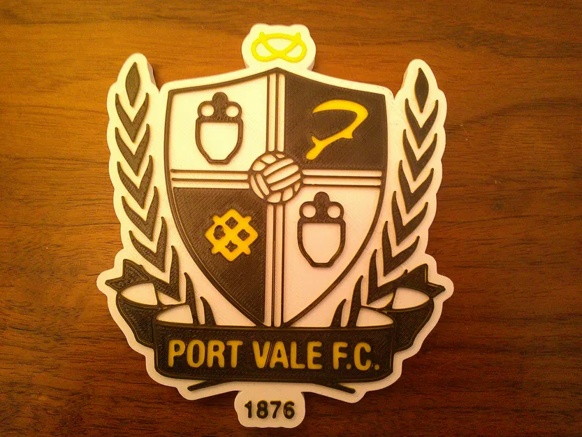 Mô hình in 3D Logo Port Vale F.C. làm lót ly hoặc bảng trang trí - Image 1