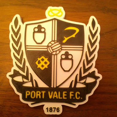 Mô hình in 3D Logo Port Vale F.C. làm lót ly hoặc bảng trang trí