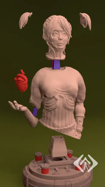 System Override Heart Engaged - Tượng bán thân phong cách Cyberpunk - Image 6