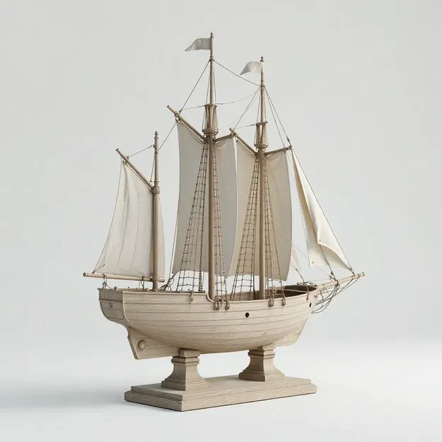 Mô hình thuyền buồm cổ điển kèm đế để bàn - File in 3D chất lượng - Image 1