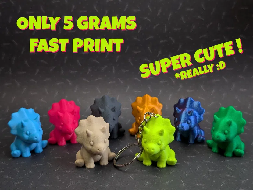 Mô hình Triceratops mini siêu đáng yêu + Móc khóa - Image 1