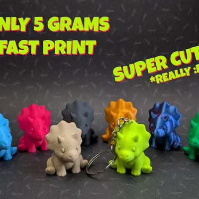 Mô hình Triceratops mini siêu đáng yêu + Móc khóa