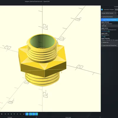 REMIX Universal customizable OPENSCAD thread và đầu nối ống - đã thêm chuẩn NPT