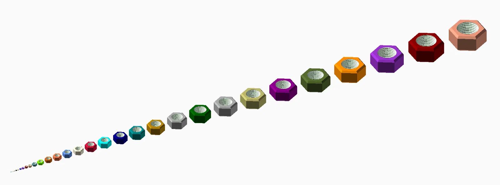 Bộ đai ốc hệ mét đầy đủ phiên bản 1: M2, M2.5, M3, M4, M5, M6, M8, M10, ..., M64 - Image 1