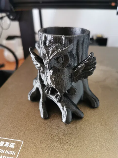 Cú mèo trên gốc cây - Ống cắm bút / Đồ trang trí bàn làm việc - Image 4