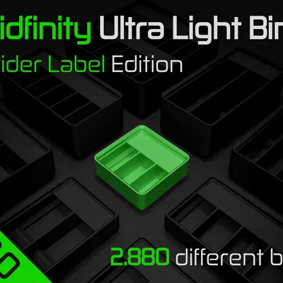 Gridfinity Ultra Light Bins - Phiên bản có vách ngăn và nhãn dán