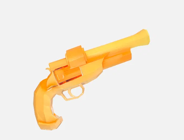 Mô hình súng lục vàng Golden Revolver in 3D phong cách Low-poly - Image 1