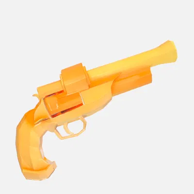 Mô hình súng lục vàng Golden Revolver in 3D phong cách Low-poly