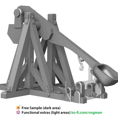 Máy bắn đá Trebuchet 28mm – Công cụ công thành giả tưởng (In 3D được)