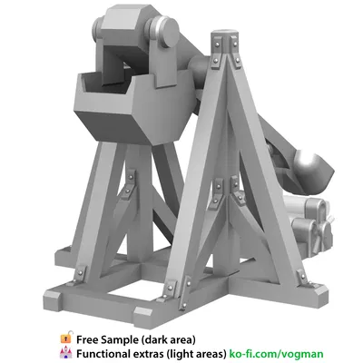 Máy bắn đá Trebuchet 28mm – Công cụ công thành giả tưởng (In 3D được)