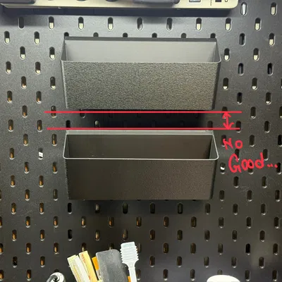 IKEA SKADIS Bin V2 198mm - Khay gắn bảng ghim bản khít, không cần hỗ trợ