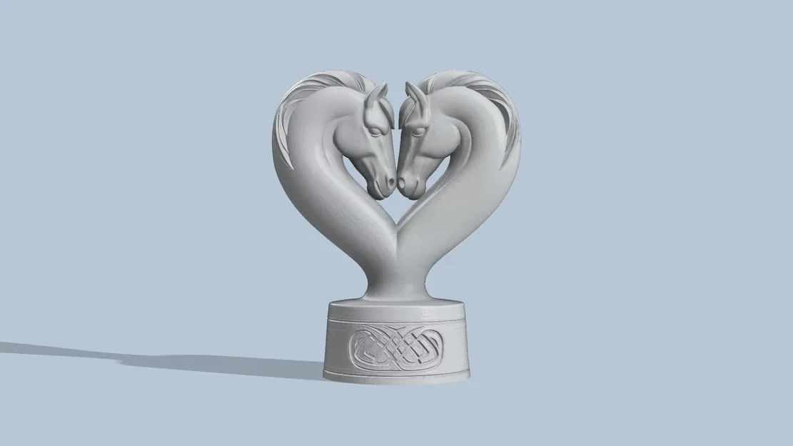 Tượng 3D đôi ngựa hình trái tim - Mẫu trang trí tinh tế - Image 1
