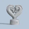 Tượng 3D đôi ngựa hình trái tim - Mẫu trang trí tinh tế - Thumbnail 1