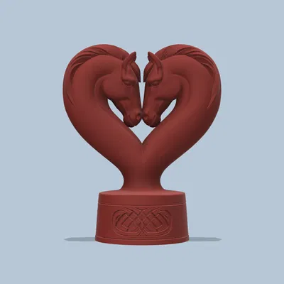 Tượng 3D đôi ngựa hình trái tim - Mẫu trang trí tinh tế