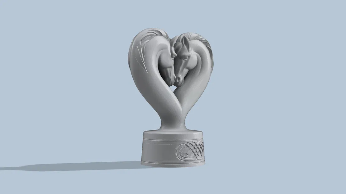 Tượng 3D đôi ngựa hình trái tim - Mẫu trang trí tinh tế - Image 3
