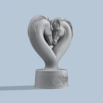 Tượng 3D đôi ngựa hình trái tim - Mẫu trang trí tinh tế
