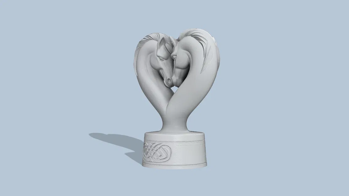 Tượng 3D đôi ngựa hình trái tim - Mẫu trang trí tinh tế - Image 4