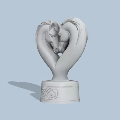 Tượng 3D đôi ngựa hình trái tim - Mẫu trang trí tinh tế