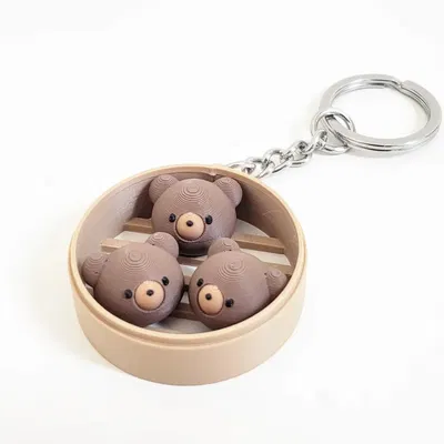 Móc khóa Fidget hình bánh bao gấu (Dim Sum)