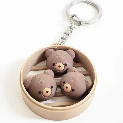 Móc khóa Fidget hình bánh bao gấu (Dim Sum)