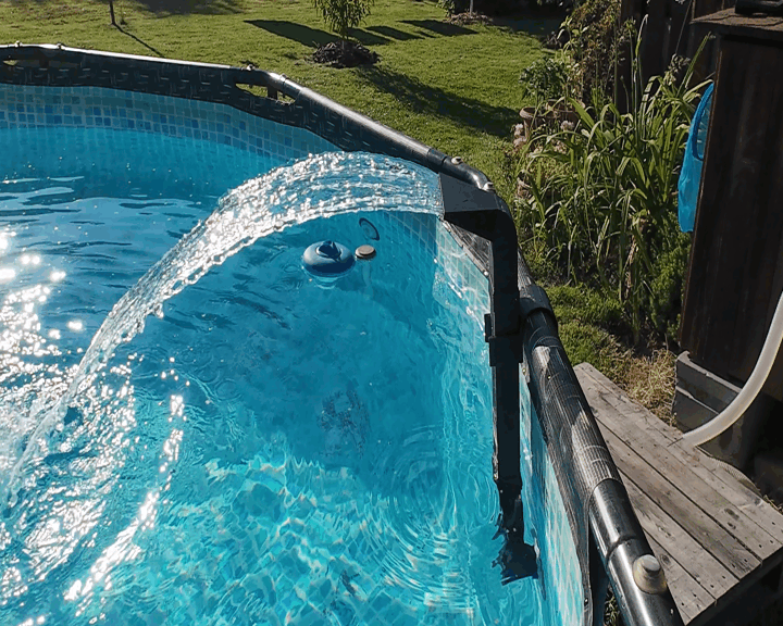 Thác Nước Gắn Hồ Bơi Khung Kim Loại