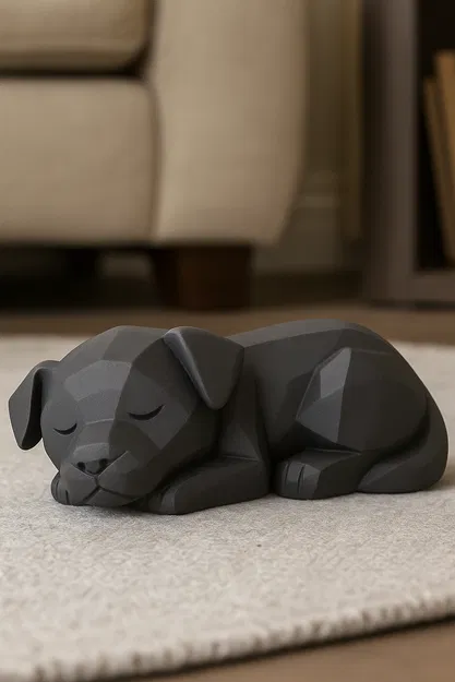 Mô hình chú cún đang ngủ phong cách Low Poly dễ thương - Image 1