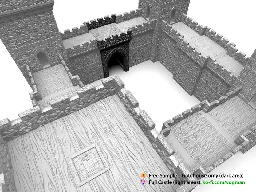 Nhà Cổng Lâu Đài Trung Cổ Lắp Ghép – Địa hình Wargaming 28mm, In 3D bởi VogMan - Image 5