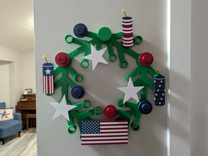 Đồ trang trí lễ 4/7 cho vòng hoa Giant Lego Wreath (Yêu cầu AMS) - Image 1