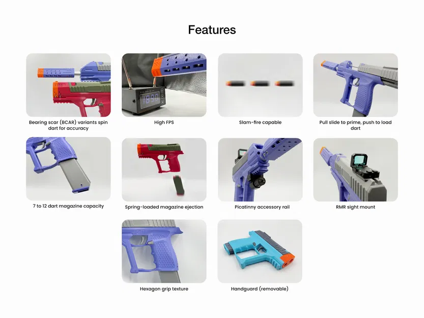 Znc Aus - Súng Nerf lục lặc mạnh mẽ, nạp đạn qua băng, lên tới 200FPS - Image 4