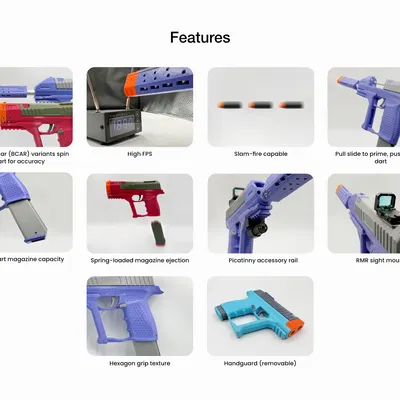 Znc Aus - Súng Nerf lục lặc mạnh mẽ, nạp đạn qua băng, lên tới 200FPS