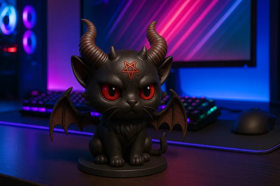 Mô Hình 3D Mèo Ác Quỷ Chibi - Đồ Decor Cực Ấn Tượng - Image 2