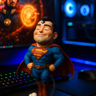 Superman Đang Bay - Mô Hình 3D Phong Cách Chibi