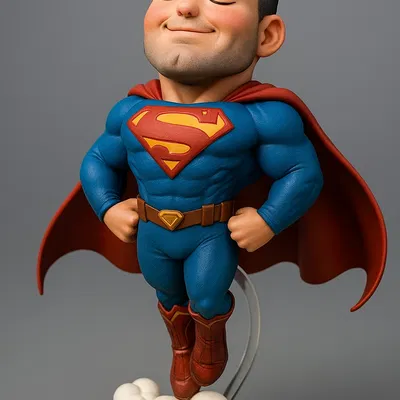 Superman Đang Bay - Mô Hình 3D Phong Cách Chibi