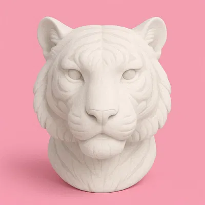 Mô hình đầu hổ 3D phong thủy ấn tượng - File in 3MF miễn phí