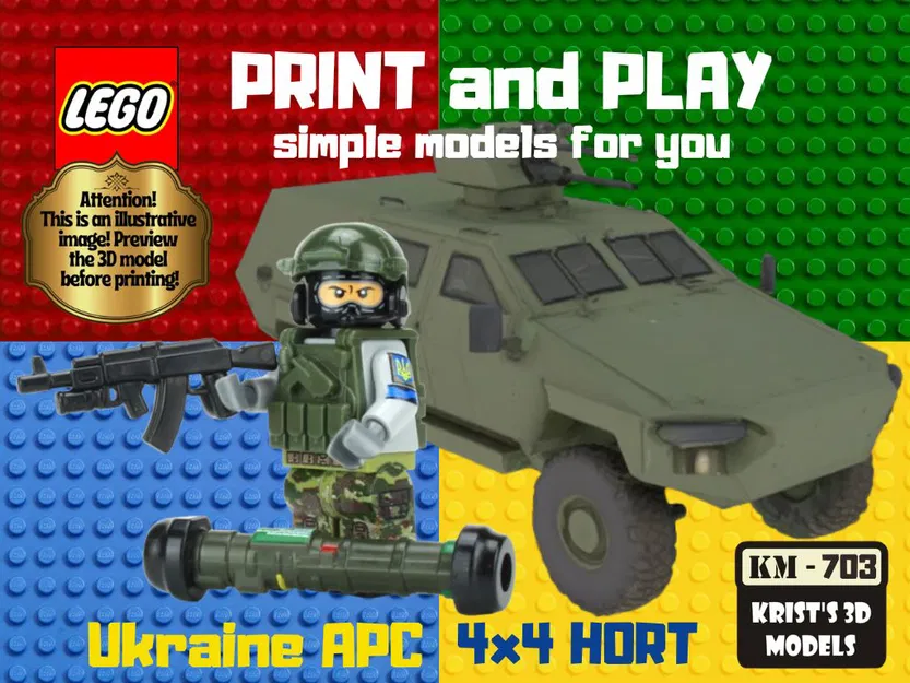 Mô hình xe bọc thép Ukraine 4x4 HORT (phong cách LEGO) - Image 1